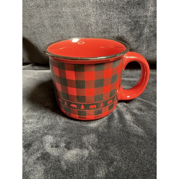 Wilcor Buffulo plaid ceramic campfire coffee mug - Picture 1 of 5